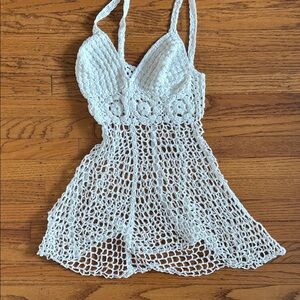 Elegant White Crochet Lace Dress